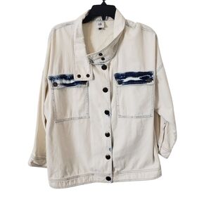 Cabi Drew Denim Jean Jacket Acid Wash Oversized Women's White Size Small